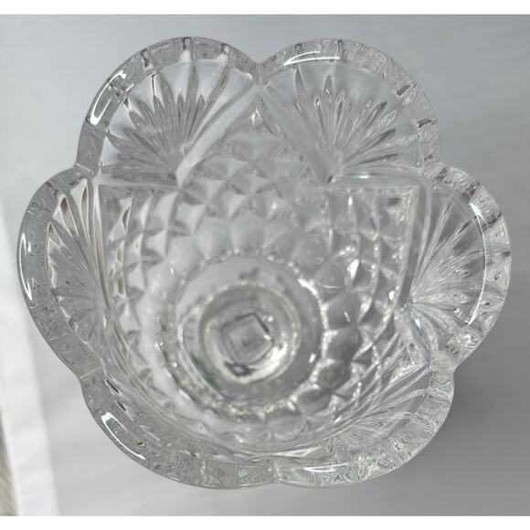 Shannon Designs of Ireland 24% Lead Crystal Pedestal Tulip Vase Dish Heavy 7" - Picture 7 of 8